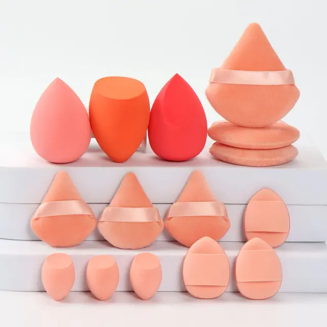 Kit de Maquiagem Primavera 15 Potes com Esponjas para Pó Solto e Air Cushion