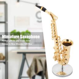 Réplica de saxofone alto em miniatura ZK40 com suporte e estojo enfeites de modelo de instrumento banhado a ouro - Image 4