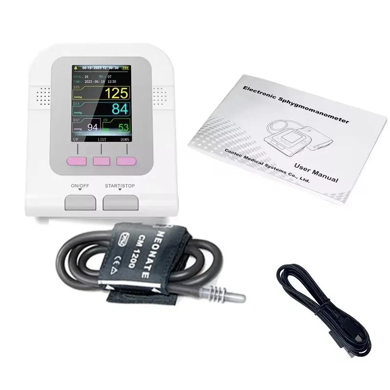 Monitor Digital de Pressão Arterial CONTEC 08A para Uso Humano com Software para PC, Esfigmomanômetro com Display LCD, Braçadeira e Sonda de Oxigênio no Sangue Opcional - Image 1