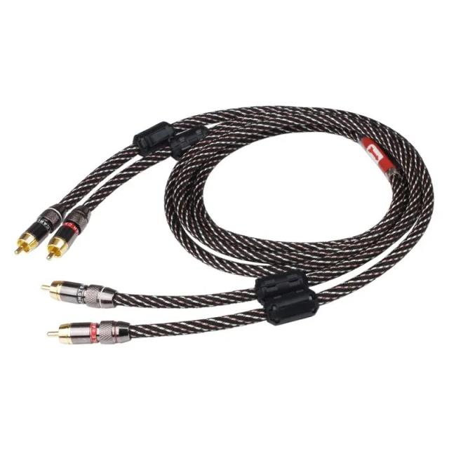 Yytcg Cabo de Áudio Estéreo HIFI RCA 6N OFC Macho para Macho 2RCA para 2RCA com Conector Banhado a Ouro para Amplificador de CD