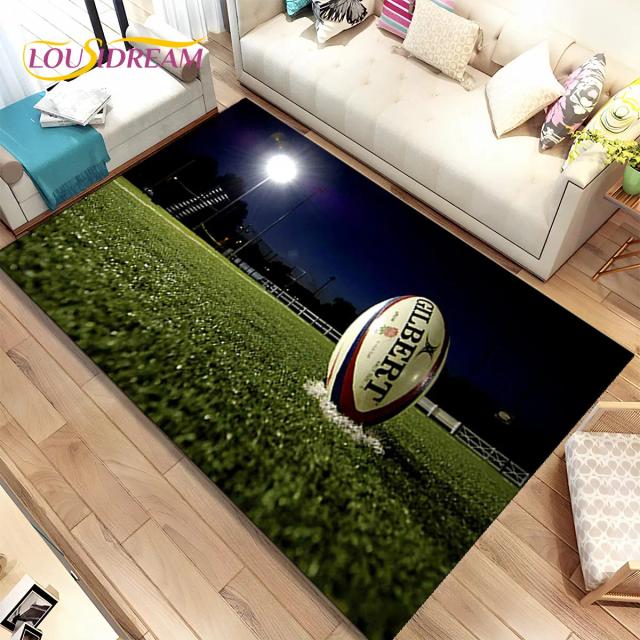 Tapete de área de campo de futebol americano de rugby, tapete para sala de estar, quarto, sofá, decoração, crianças, tapete antiderrapante