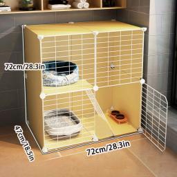Gaiola para Gatos com Espaço Livre, Tamanho Pequeno com Rodas, Armário Amarelo para Gatinhos, Vila para Gatos, Casa Interna para Gatos para Uso Doméstico - Image 3