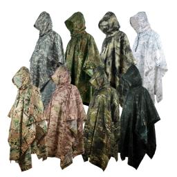 Capa de chuva dobrável camuflada para caminhadas, poncho portátil para homens, capa impermeável impermeável para chuva, turismo - Image 1