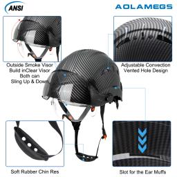 Capacete de segurança padrão de fibra de carbono com viseira dupla para capacete de engenheiro CE ANSI ABS boné de trabalho industrial resgate - Image 3