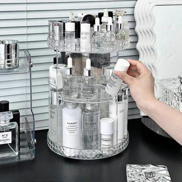 Organizador de Cosméticos Giratório 360° com Camadas Ajustáveis