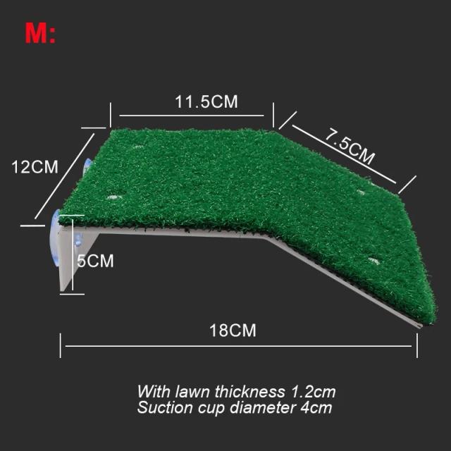 Plataforma de Basking para Tartarugas - Rampa de Grama com Ventosas Poderosas - Tamanho M