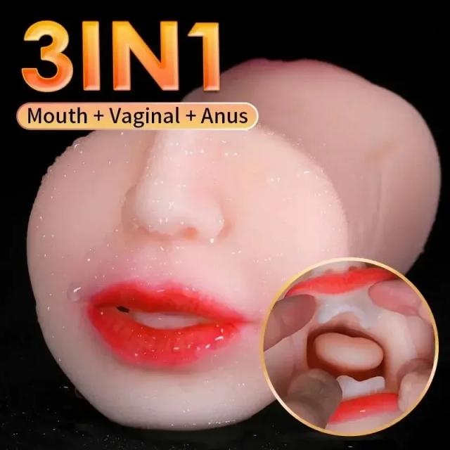 Masturbador Masculino 3 em 1 Realista Silicone 17cm