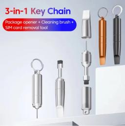 Kit 3 em 1: Chaveiro, Ferramenta para Remover Cartão SIM, Escova de Limpeza para Celular e Abridor de Embalagens para Todos os Smartphones - Image 1