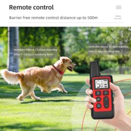 Coleira de treinamento para cães de estimação, 500 pés, elétrica remota, à prova d'água, recarregável, coleira para cães, choque estático, vibração, som, treinamento - Image 5