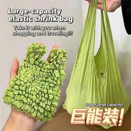 1PCS Nova Mini Bolsa de Compras Expansível Dobrável Plissada Flexível Elástica de Grande Capacidade com Bolhas Portátil para Armazenamento - Image 2