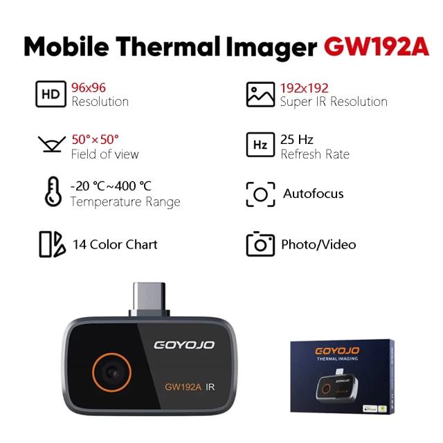Câmera Termográfica GOYOJO GW192A para iPhone e Android Imager Térmico Infravermelho 192x192