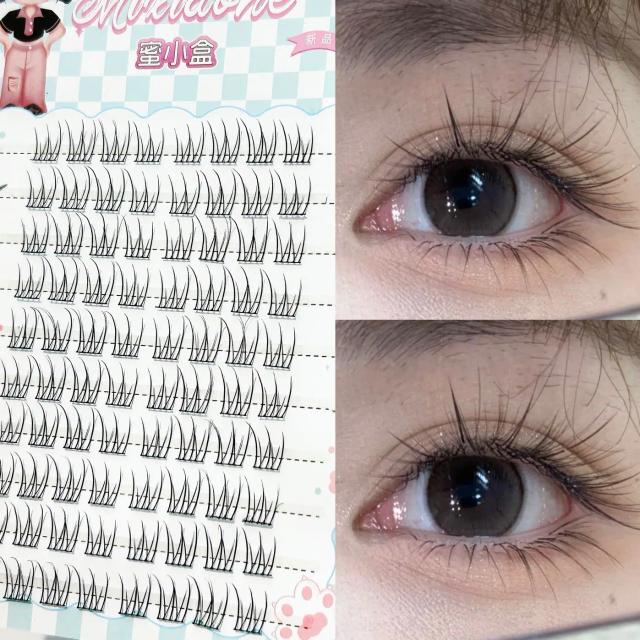 Cílios Postiços Mixiaohe Sem Cola 48 Cachos 10-13mm Curvatura C Naturais e Volumosos Segmentados para Iniciantes