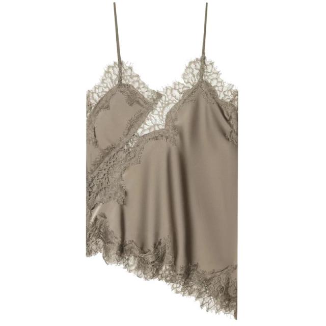 Hxao Mulher Assimétrico Slip Top Sexy Preto Amarelo Azul Top Rendas Camisola Y2K Sem Mangas Sem Costas