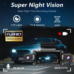 Câmera Veicular Dashcam 4 Canais Black Box WiFi FHD 1080P Visão Noturna Gravação em Loop com Kit de Fiação para Acessórios Automotivos - Image 4