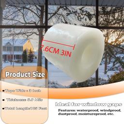 Isolamento de janela para clima de inverno, fita de vedação sem resíduos, transparente, isolamento de rascunho de janela, fita de filme de vedação para portas e janelas - Image 2