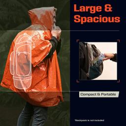 Poncho de Emergência com Capuz, Material PE, Impermeável e Quente com Forro Revestido de Alumínio, Cobertor de Emergência para Camping - Image 6
