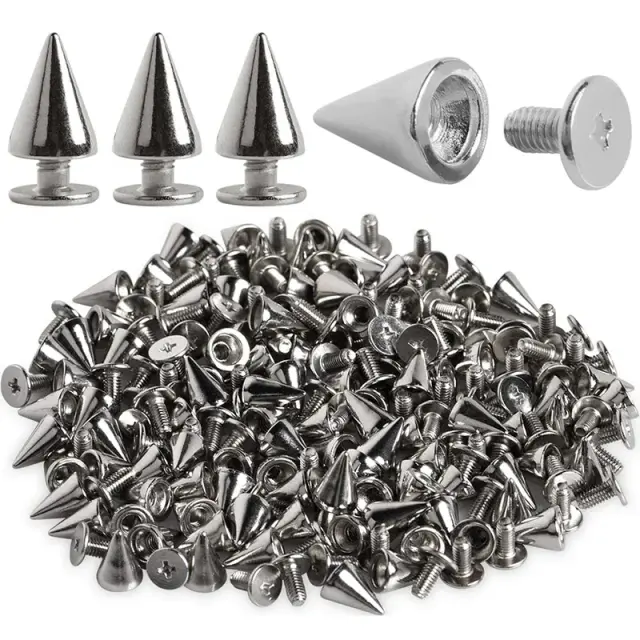 Rebites Punk Metal Spikes Cone Prata 10/100 pçs
