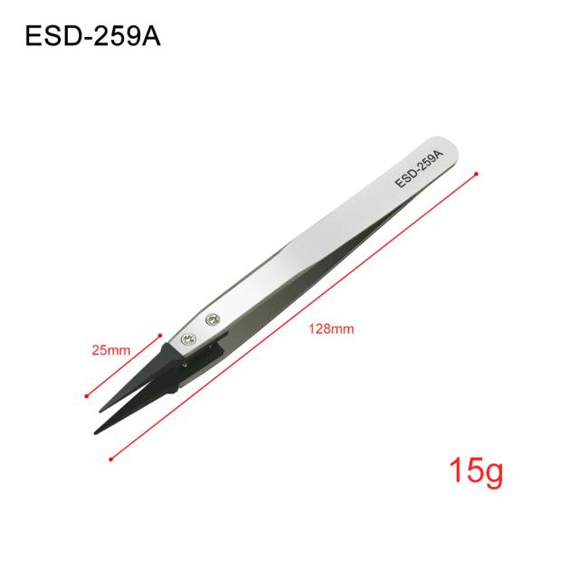 Pinças de Precisão Antiestáticas ESD Metal Resistente 2 Peças