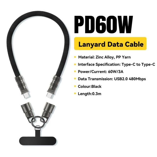 Essager Cabo USB-C para Tipo-C 60W PD Carregamento Rápido 1 Metro