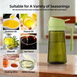 Dispensador de Azeite em Garrafa Plástica para Utensílios de Cozinha, Acessórios para Fritadeira a Ar, Pulverizador de Azeite, Verde Escuro com Bloqueio de Luz para Cozinhar - Image 4