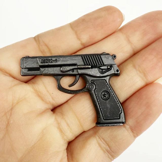 Modelo de Revólver para Casa de Bonecas, Pistola de Metal, Acessórios em Miniatura para Soldados, Decoração para Casa e Artesanato
