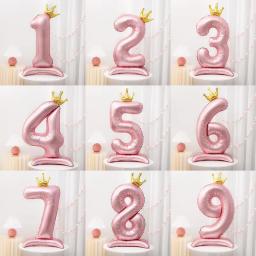 42 polegada coroa decoração rosa folha de alumínio digital balão número para festa de aniversário decoração suprimentos meninas aniversário favor - Image 5