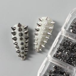 6 grades metálico rebite punk prego charme ouro/prata/preto cone pico studs jóias da arte do prego aolly mini rebite studs suprimentos de unhas - Image 5