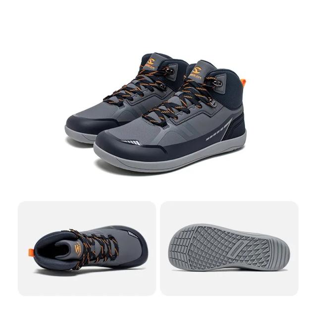HOBIBEAR Unissex Mid Top Sapatos descalços Mens Womens Wide Toe Botas de caminhada de couro artificial ao ar livre antiderrapante tênis de corrida
