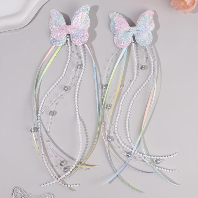 Grampos de Cabelo Borboleta Glitter Arco-Íris 2 Peças
