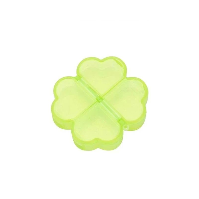 Mini Caixa De Armazenamento De Comprimidos De Plástico Trevo De Quatro Folhas, 4 Grids Daily Pill Organizer, Recipiente De Drogas De Separação De Drogas - Image 1