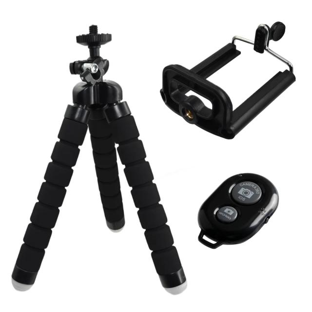 Mini Tripé Portátil para Celular e Câmera de Ação com Clipe de Suporte - Polvo