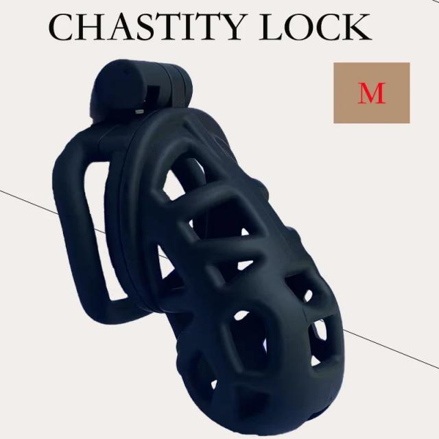 Cadeado de Castidade SM Cobra em Preto com Acabamento Fosco de Luxo, Dispositivo de Castidade Masculina Respirável para Fetichismo SM, Abstinência Proibida e Masturbação