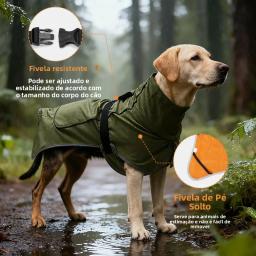 Capa de chuva para cães corta-vento para todos os tamanhos de cães jaqueta impermeável para cães ao ar livre com faixa reflexiva, alças ajustáveis e botão de pressão - Image 3