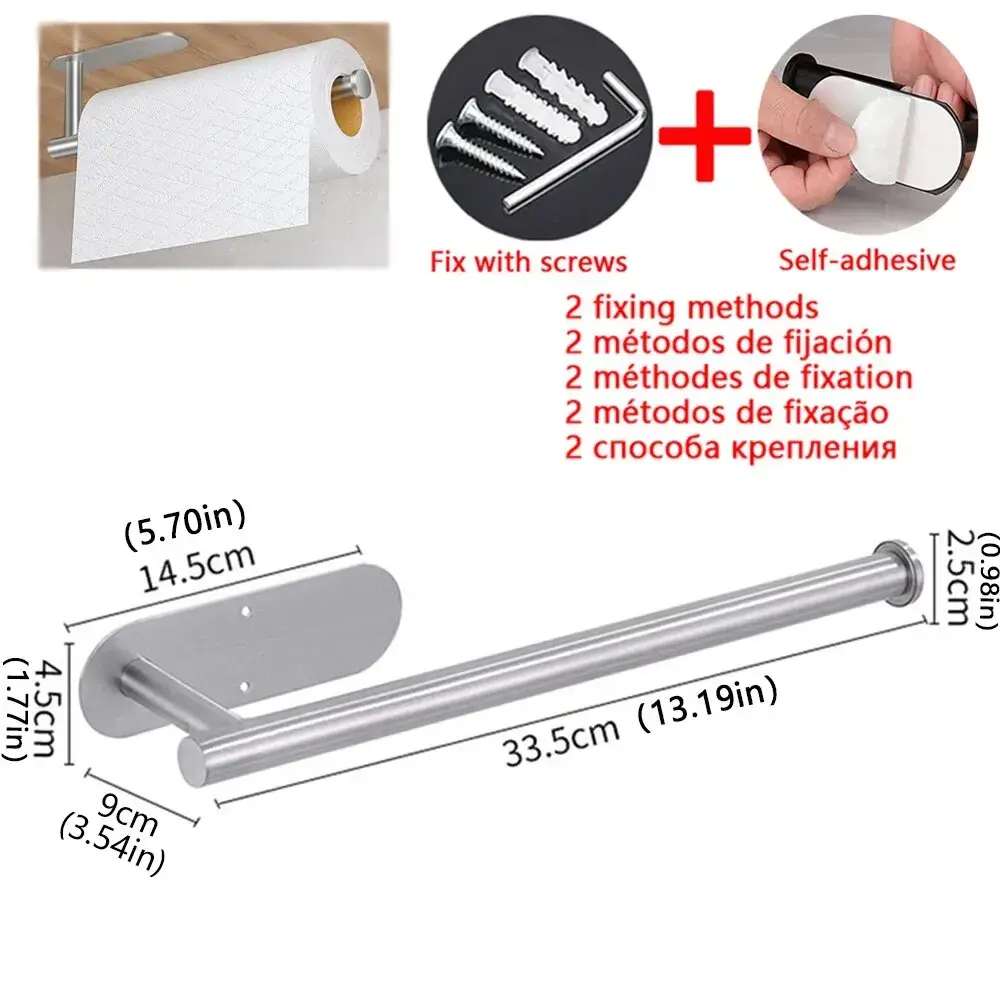Suporte de toalha de papel de cozinha adesivo cabide de tecido rolo de papel higiênico dispensador armário de armazenamento guardanapo rack acessórios do banheiro - Image 1