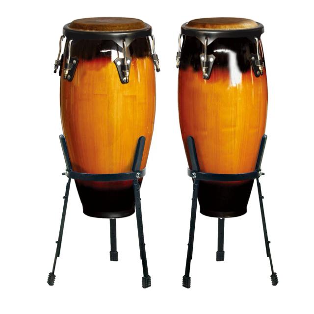 Conjunto de Tambores Conga 10 e 11 Polegadas Couro Bovino Percussão Latina Som Profissional