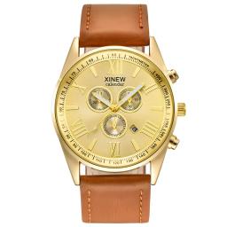 Original xinew marca relógios masculinos meninos moda casual pulseira de couro data quartzo relógio de pulso preto montre homme reloj hombre 2025 - Image 6