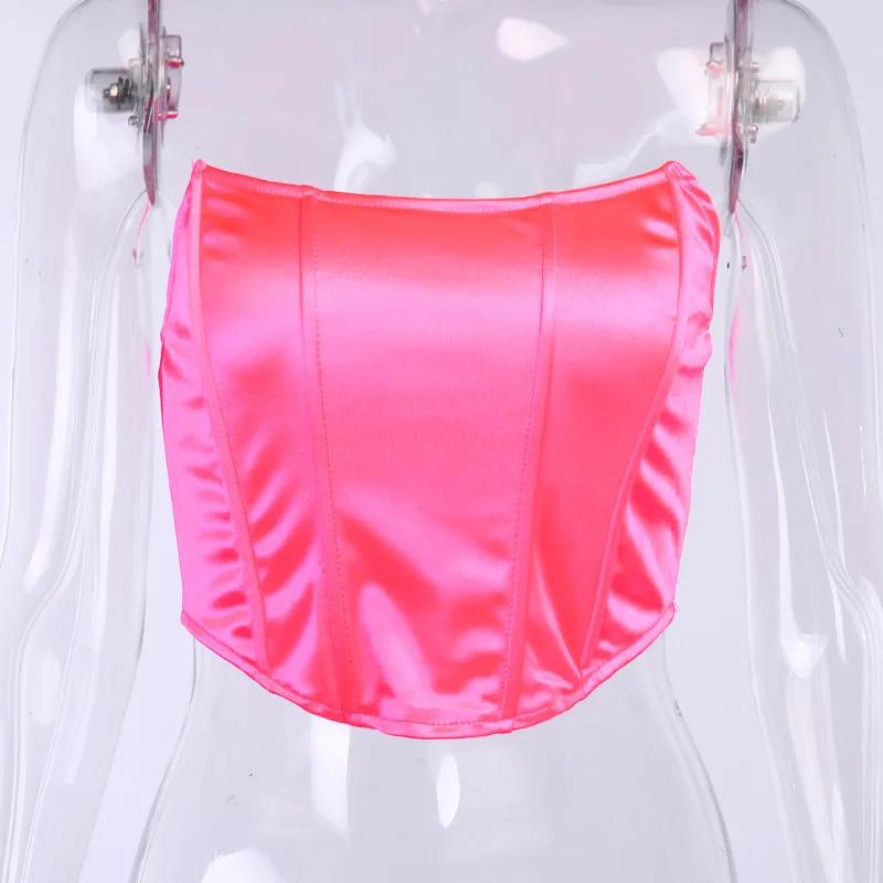 Sem mangas fora do ombro moda sexy espartilho colheita topos colete roupa interior feminina sem costas bustier topo sólido - Image 1