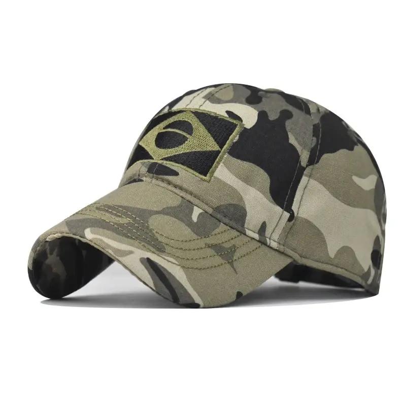 Boné de beisebol masculino camuflado do exército, boné bordado com bandeira do brasil, esportes ao ar livre, chapéu tático para pai, casual, caça - Image 1