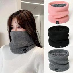Moda feminina cachecol de malha sólido cashmere como inverno snood cachecóis senhora quente grosso unisex masculino pescoço cachecóis anel - Image 1