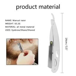 Navalha de Barbeiro Profissional em Aço Inoxidável com Lâmina para Homens - Navalha Manual Dobrável para Barbear - Image 5