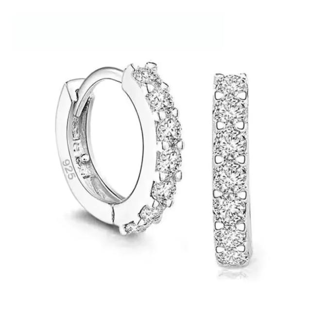 Brincos Hoop Femininos de Prata 925 Banhada a Ouro com Zircônia Cúbica - Luxo Romântico 13mm