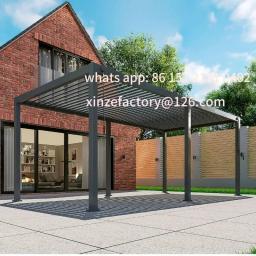 Pérgola Personalizável com LED, Pavilhão de Alumínio Montado na Parede, Impermeável e com Teto de Lâminas - Image 2