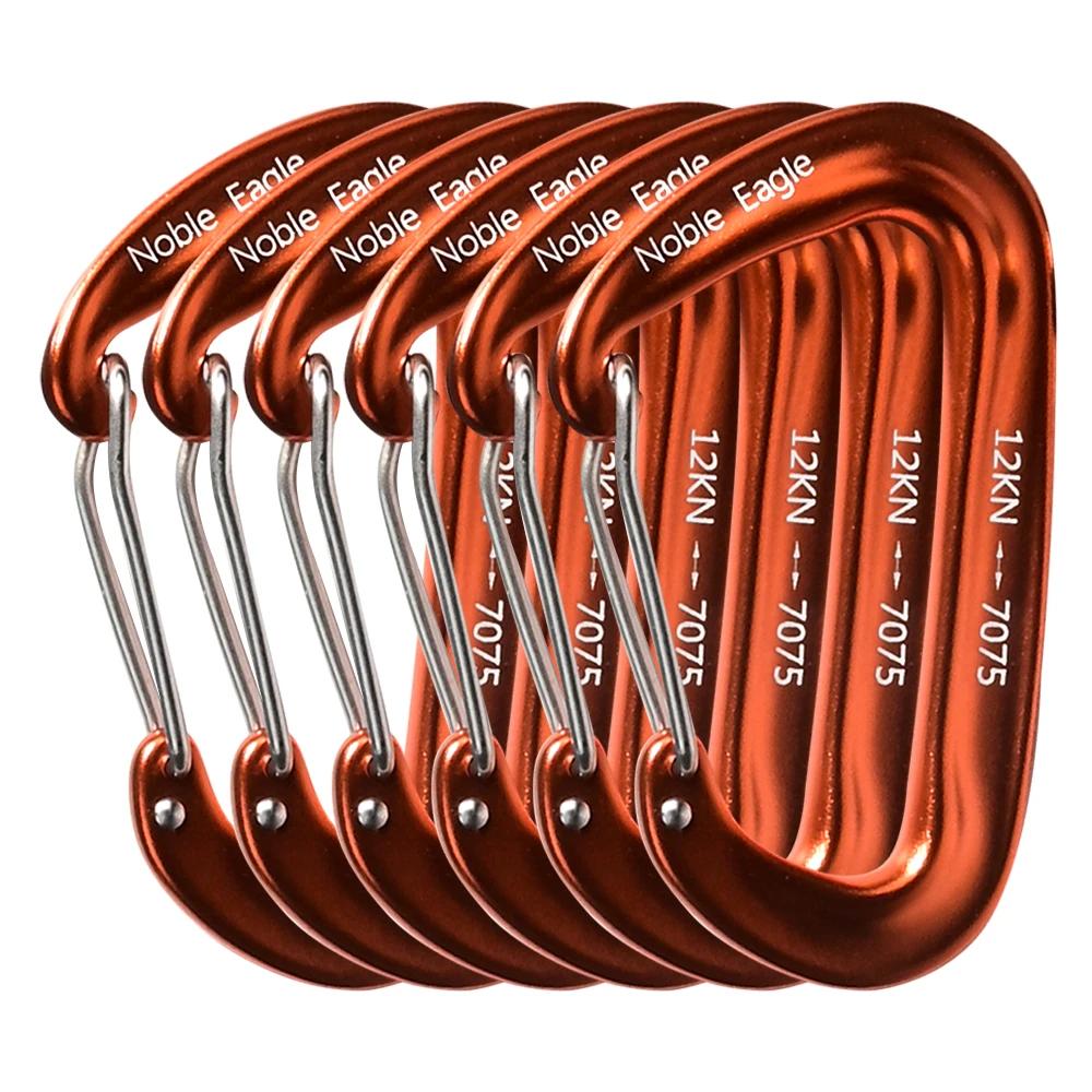 Conjunto de 6 mosquetões de alumínio 7075 de 12KN, com argola em D, mosquetões táticos de alta resistência, clipes, gancho para camping, caminhada, escalada, rede e chaveiro. - Image 1