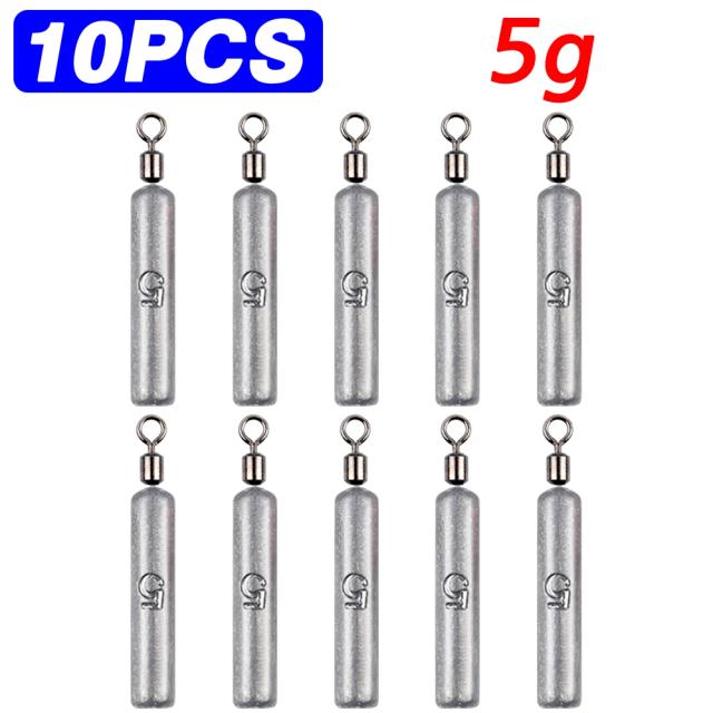 LAKBAT Kit com 10 Chumbadas de Pesca Bala Metálica 3.5g-20g para Arremesso e Pesca Marítima