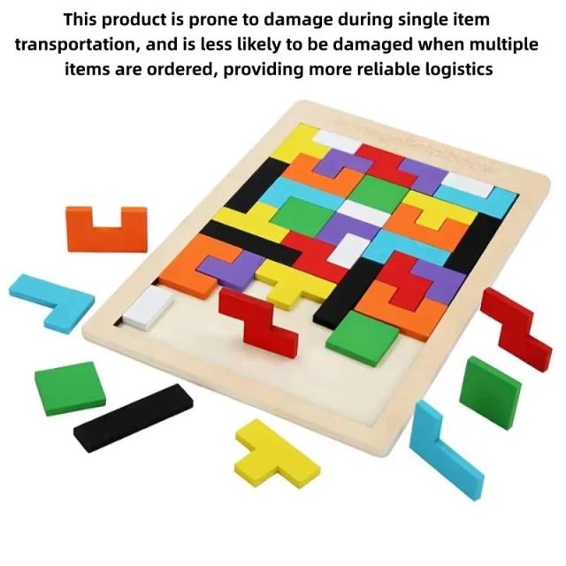 Tangram Quebra-Cabeça de Madeira Colorido Montessori Blocos de Construção Educativos 1 Jogo