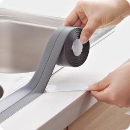 1 rolo de tiras de vedação de vaso sanitário à prova d'água e à prova de mofo, fitas de vedação autoadesivas para cozinha e banheiro, fita à prova d'água para banheiro - Image 3