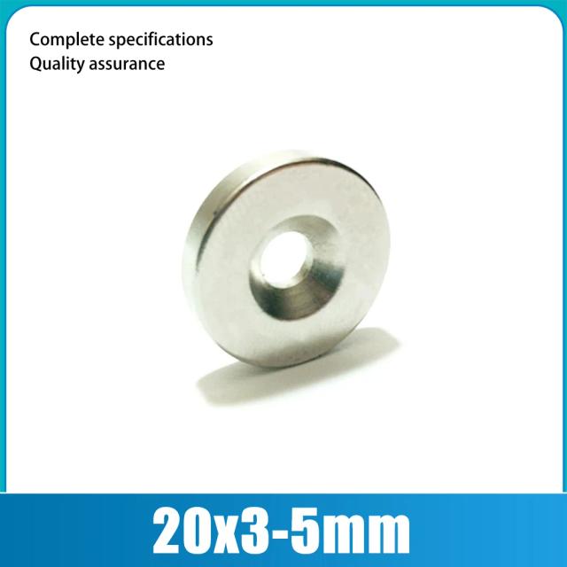 Ímã de Neodímio Redondo NdFeB N35 Super Potente 20x3-5mm, Disco Magnético Permanente Pequeno com Furo de 5mm 20*3-5