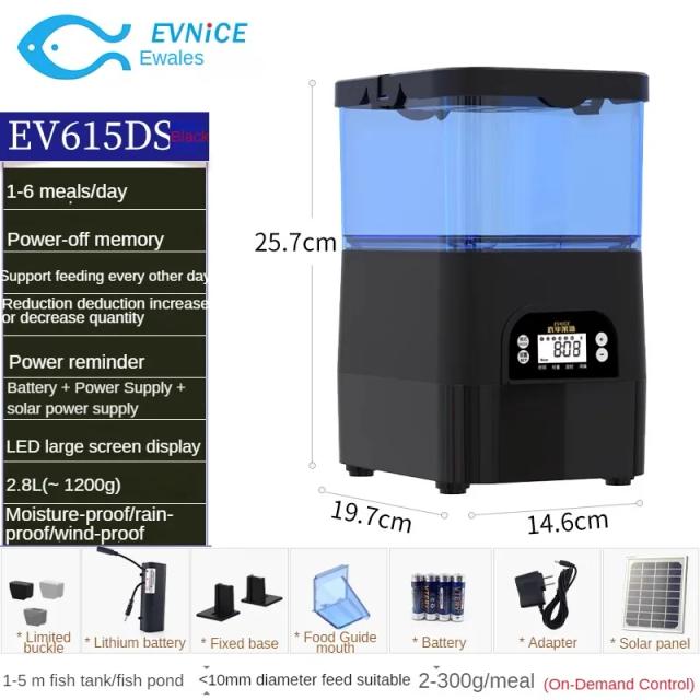 Alimentador Automático de Peixes EVNICE, Alimentador Inteligente para Aquários Grandes, Alimentador de Peixes de Grande Porte para Uso Interno/Externo