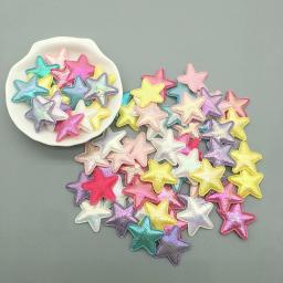100 pçs 25mm laser acolchoado glitter pano estrelas apliques para roupas diy remendos de costura artesanal headwear grampos de cabelo acessórios - Image 1
