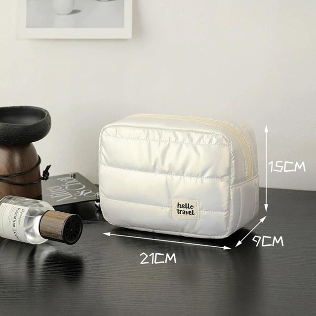 Bolsa de Maquiagem Puffer Organizador de Viagem Leve para Mulheres